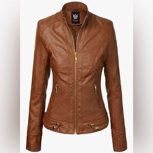 Lock & Love Women’s Slim Fit Vegan Leather Motorcycle Jacket Sz XXL
